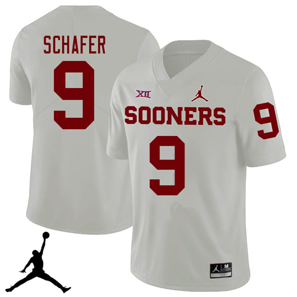 Jordan Brand Men #9 Tanner Schafer Oklahoma Sooners 2018 College Football Jerseys Sale-White